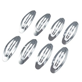 MAHAVIMOKSA 60pcs Oval Shape Barrettes Women Metal Snap Hair Clips for DIY Craft (60mm, Silver)