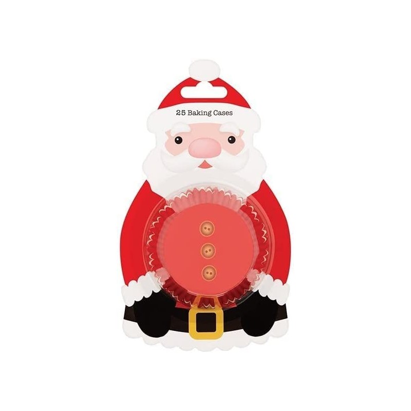 Baked with Love Santa Baking Cupcake Cases, Christmas Greaseproof Paper