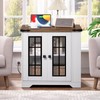 HOOBRO Farmhouse End Table with Charging Station, 23.6" Large End