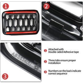 Kit de 8 piezas de insertos de rejilla frontal de malla de panal de abeja negro brillante reemplaza para Jeep Grand Cherokee WL 2022 2023 2024 y Grand Cherokee L Laredo/Altitude/Limited/4xe Base