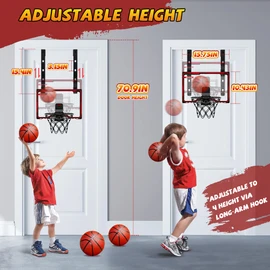 HopeRock Indoor Basketball Hoop for Kids, Over The Door Mini Basketball Hoops, with LED Light, Scoreboard, Birthday Toys Gifts for 5 6 7 8 9 10 11 12+ Year Old Boys