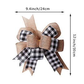 Black White Plaid Wreath Bows Burlap Wreaths Bows Christmas Tree Topper for Wedding Holiday Birthday Party Decoration