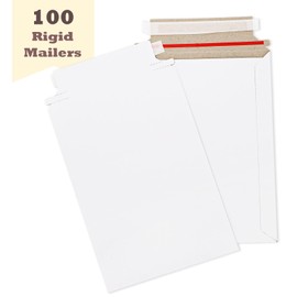Kingrol 100 Pack 6 x 8.7 Inch Self-Seal Rigid Mailers, Stay Flat Cardboard Envelopes for Photos, CDs & Documents - Tear-Resistant and Lightweight