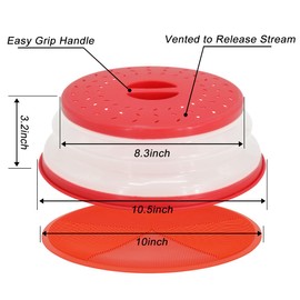 Silicone Microwave Splatter Cover - Safe Grab Microwave Mats Place Holders Hot Food Cover for Splatter Multi Silicone Trivet, Pot Holders, Drying, Baking, Utensils Rest for Kitchen Counter Mat, Red