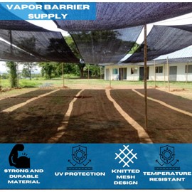 VBS - Black Shade Sail Hemmed and with Grommets - 80% - Mesh Fabric for Patio Shade, Garden Shade Sail, Sun Shade, Shade Canopy, Garden Sun Block, Wind Screen, Shade Cloth (6' x 50'), VBSHGSCB3