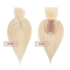 MY-LADY Hair Topper for Women Human Hair for Thinning Hair Loss 7 * 13CM Silk Base 150% Density Real Remy Hair with Bangs Clip in Hair Pieces Straight Hairpiece 6 Inch Platinum Blonde