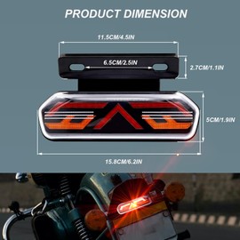 Biqing Motorcycle Tail Lights,12V Motorcycle Brake Light Integrated Driving Light Turn Signal Light Motorbike Rear Stop Light with License Plate Bracket