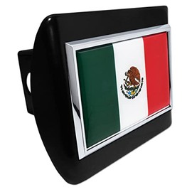 Mexico Flag Black Metal Hitch Cover