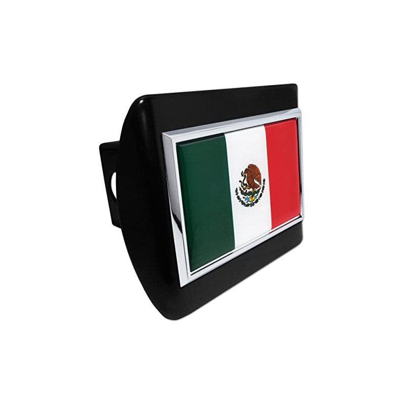 Mexico Flag Black Metal Hitch Cover