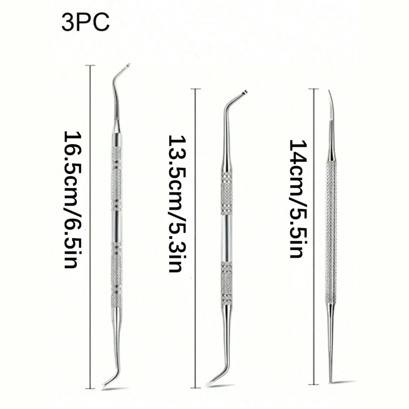 3PCS Stainless Steel Ingrown Toenail Tool Kit - Double Sided