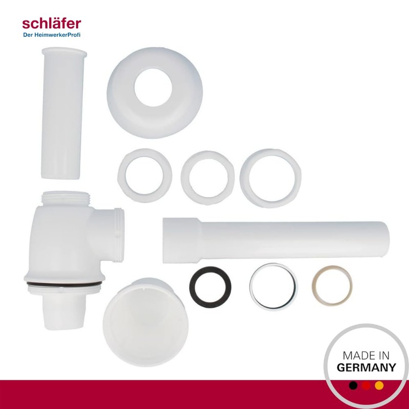 Schläfer 4396101 Washbasin Siphon 1 1/4, Universal Inspectable Drain for