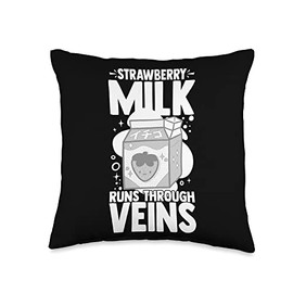 Strawberry Milk Shake Korean Vegan Japanese Drink Throw Pillow
