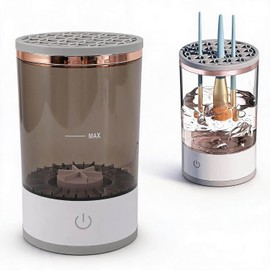 Limpiador de Brochas de Maquillaje Electrico con Carga USB 7000 RPM,Cuerpo Transparente Almacenamiento y Secado,Almohadilla de Silicona para Profesionales y Aficionados