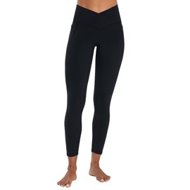 Sunzel Butt Lifting Scrunch Leggings for Women with Pockets No Front Seam Crossover Workout Booty Yoga Pants Tummy Control 25" Inseam Black X-Small