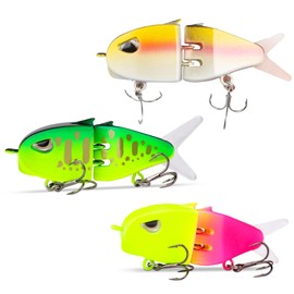 Multi-Jointed Fishing Lure Set - 60mm Bionic Bait with S-Curve Action | Rust-Resistant Hooks + Removable Tail | Bass Trout Kit for All Waters (3 Lures)