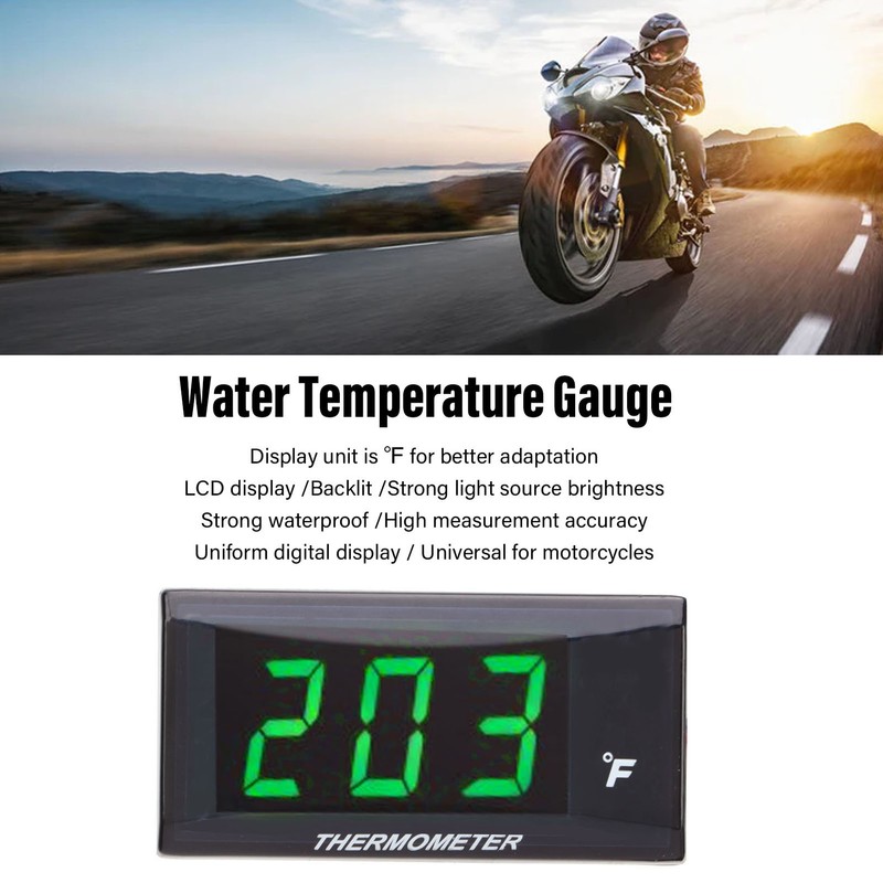 Water Temperature Gauge Fahrenheit Degree LCD Backlit Display Waterproof Water
