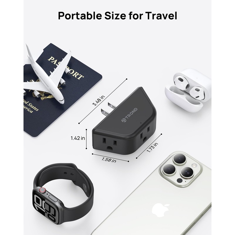TROND Outlet Extender - 3 Prong Grounded Plug Extension Outlet,
