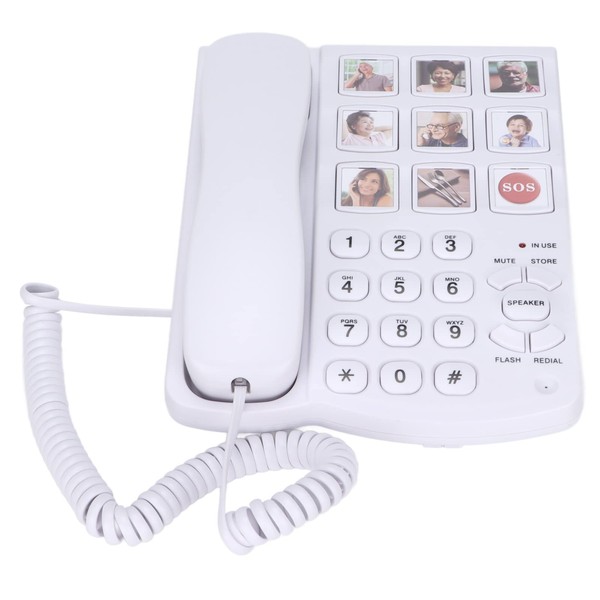 LIKJ Big Button Corded Phone,LD‑858HF Hands-Free Dial Photo Memory Desktop