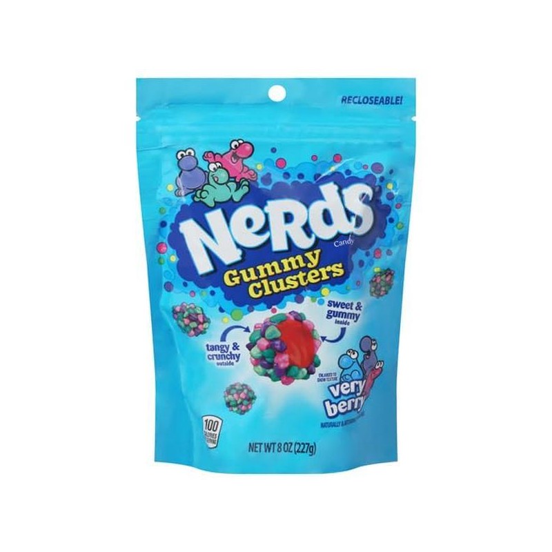 Nerds Gummy Clusters Candy, Very Berry, Resealable 18.5 Ounce Big