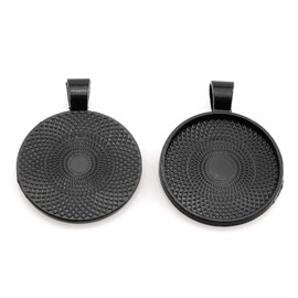 Lind Kitchen 25pcs Round Bezel Pendant Trays Setting Cabochon Blank Base for DIY Crafting Photo Jewelry Findings Making Accessories 25mm Black
