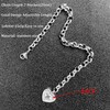 Silver Initial Charm Bracelet Stainless Steel Heart Letter Alphabet Bracelet