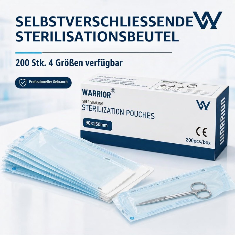 WARRIOR Sterilization Bags, Sterilization Bags, 200 Pieces, Autoclave Bags, Self