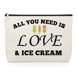 Ice Cream Gifts for Women Summer Themed Makeup Bag Ice Cream Lover Gifts for Daughter Sister Best Friend Presents for Dessert Lover Cosmetic Bag Christmas Birthday Presents Travel Cosmetic Pouch