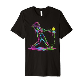Softball Player Ice Cream Softball Drip Premium T-Shirt