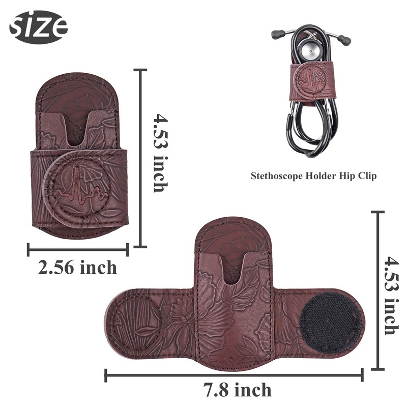 Mtzmy PU Leather Stethoscope Holder with Clip for All Models: