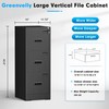 Greenvelly 3 Drawer File Cabinet with Lock, Metal Filing Cabinet
