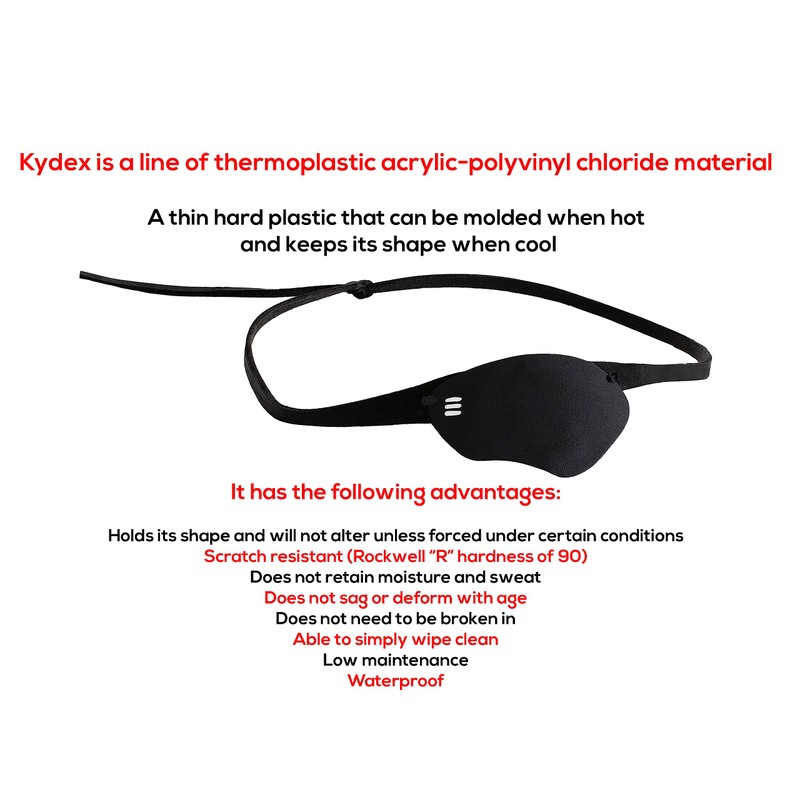 Eye Patch, Black, Concave, Air Vents, Adult Size, Kydex Body,