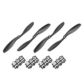 uxcell RC Propellers CW CCW 8045 8x4.5 Inch 2-Vane Fixed-Wing for Airplane, Nylon Black 2 Pair with Adapter Rings