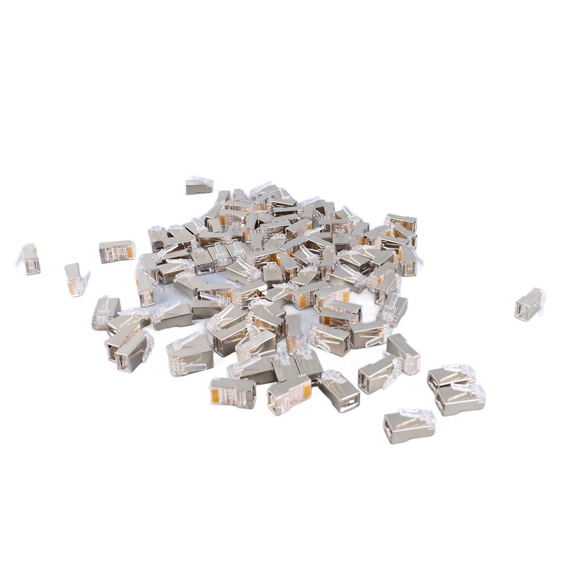 100Pcs CAT6 RJ45 Metal Shielded Connector Safe Reliable Net Shielded