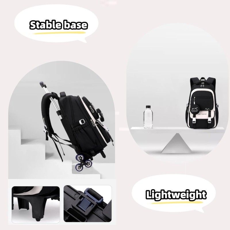 Rolling Backpack for Boys Girls Kids Backpack with Wheels Elementary