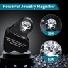 JARLINK 30X 60X Illuminated Jewelers Loupe Magnifier, Foldable Jewelry Magnifier