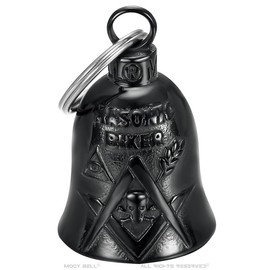 MOCY BELL - Clochette moto MASONIC BIKER Porte-bonheur MOCY BELL Acier inoxydable Noir