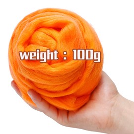 3.53oz Wool Roving Yarn, Fiber Roving Wool Top, Wool Felting Supplies, Pure Wool, Chunky Yarn, Spinning Wool Roving for Needle Felting Wet Felting DIY Hand Spinning (Orange)