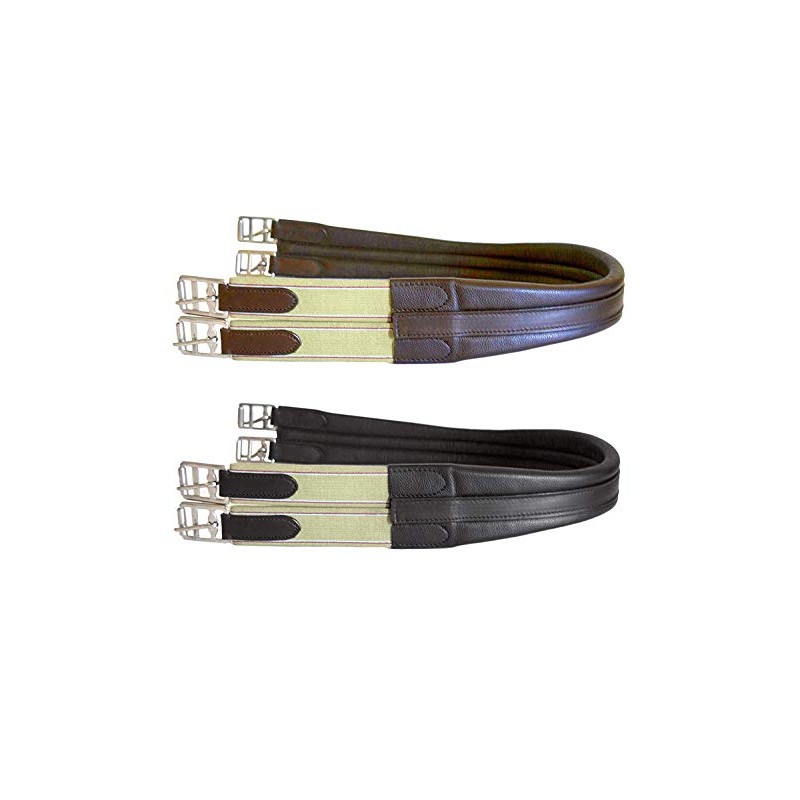 SIE EQUESTRIAN Contoured Leather Chafeless Girth Black Brown 46" /48"