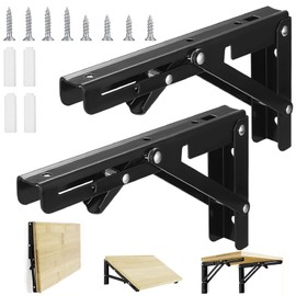 Folding Console Stainless Steel Wall Shelf, Folding Angle Shelf Brackets, Folding Shelf Brackets, 2 Pieces, 200 mm Folding Console, Heavy Duty Shelf Brackets, Foldable, Space-Saving, Folding Shelf for