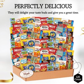 Snack Box Care Package (120 Count) Variety Snacks Gift Box - College Students, Military, Work or Home - Chips Cookies & Candy! shellys delight