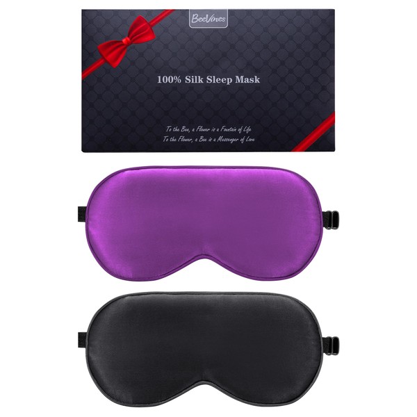 BeeVines BeeVines Sleep Mask, 2 Pack 100% Real Natural Silk