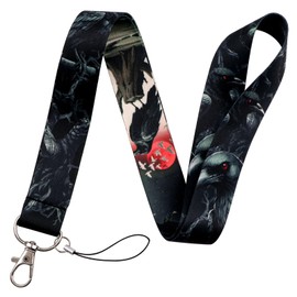 BKBKAAK Crow Badge Holder with Lanyard - Heavy Duty Retractable Reel Clip with Metal Hook for ID Cards, Name Tag Protector with Gothic Crow Card Holder for Men Boys Teachers at School Office