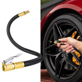 Kutyun Tire Inflator Extension Tube, Tyre Pump Quick Inflation Chuck Adapter Hose, 12'' Clip-On Connector High-Pressure Tube, Universal Car Motorcycle Maintenance Accessories for Most Vehicle