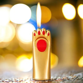Gold Cat Lighter,Cute Cat Flame Lighter, Soft Fire Cat Claw Shape, Refillable Butane Gas Lighter, Cool Torch Windproof Lighter, Torch Lighter, Unique Lighter for Men, Kitchen Barbecue (No Gas)