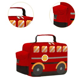 Fenteer Kids Lunch Box Insulated Lunch Container with Pockets Insulated Lunch Box Cooler Tote Bag for Back to School Fishing Hiking, Red