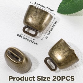 20PCS Copper Bells Cow Bells Small and Large Brass Bells for Farm Animals Pets and Christmas Decorations Loud Anti-Theft Long Distance Sound