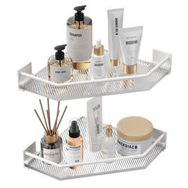 IBOFYY Acrylic Bathroom Corner Organizer - Set of 2, Corner Shelves for Vanity, Kitchen, Laundry, Dorm Room, for Storage/Room Decor (White)