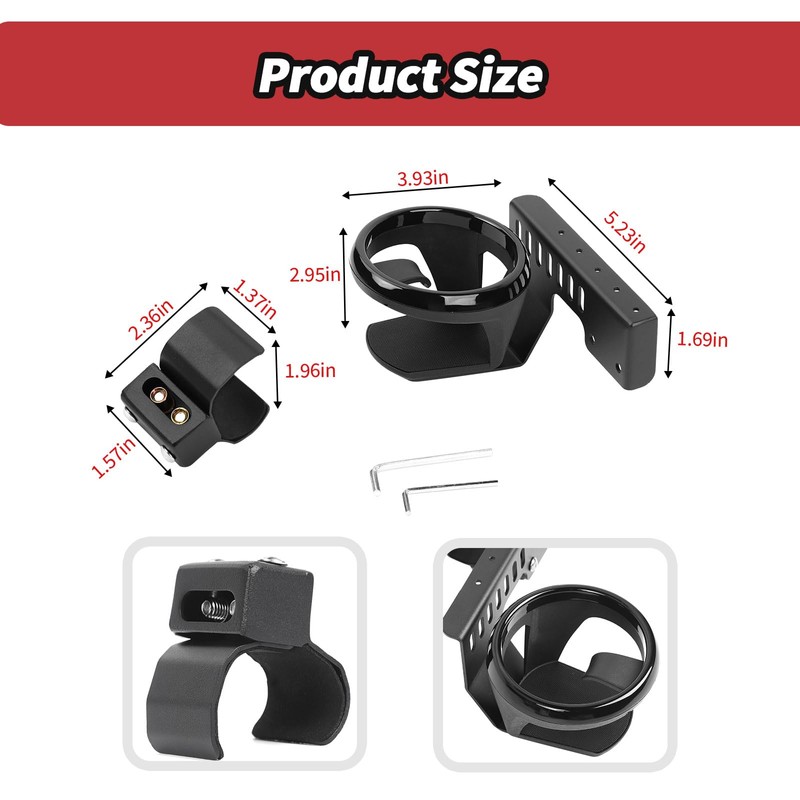 JeCar Passenger Grab Handle Cup Holder Fit for 2024+ Jeep