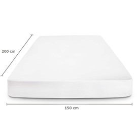 Flowen Fitted Sheet, 150 x 200 cm, Microfibre Fitted Sheet White for Bed, Breathable, Hypoallergenic Bed Sheet, Anti-Mite, Lightweight, Soft and Wrinkle-Free, with 30 cm Deep Pocket, Machine Washable