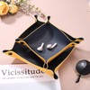 sourcing map 2pcs PU Leather Valet Tray Unisex Folding Small